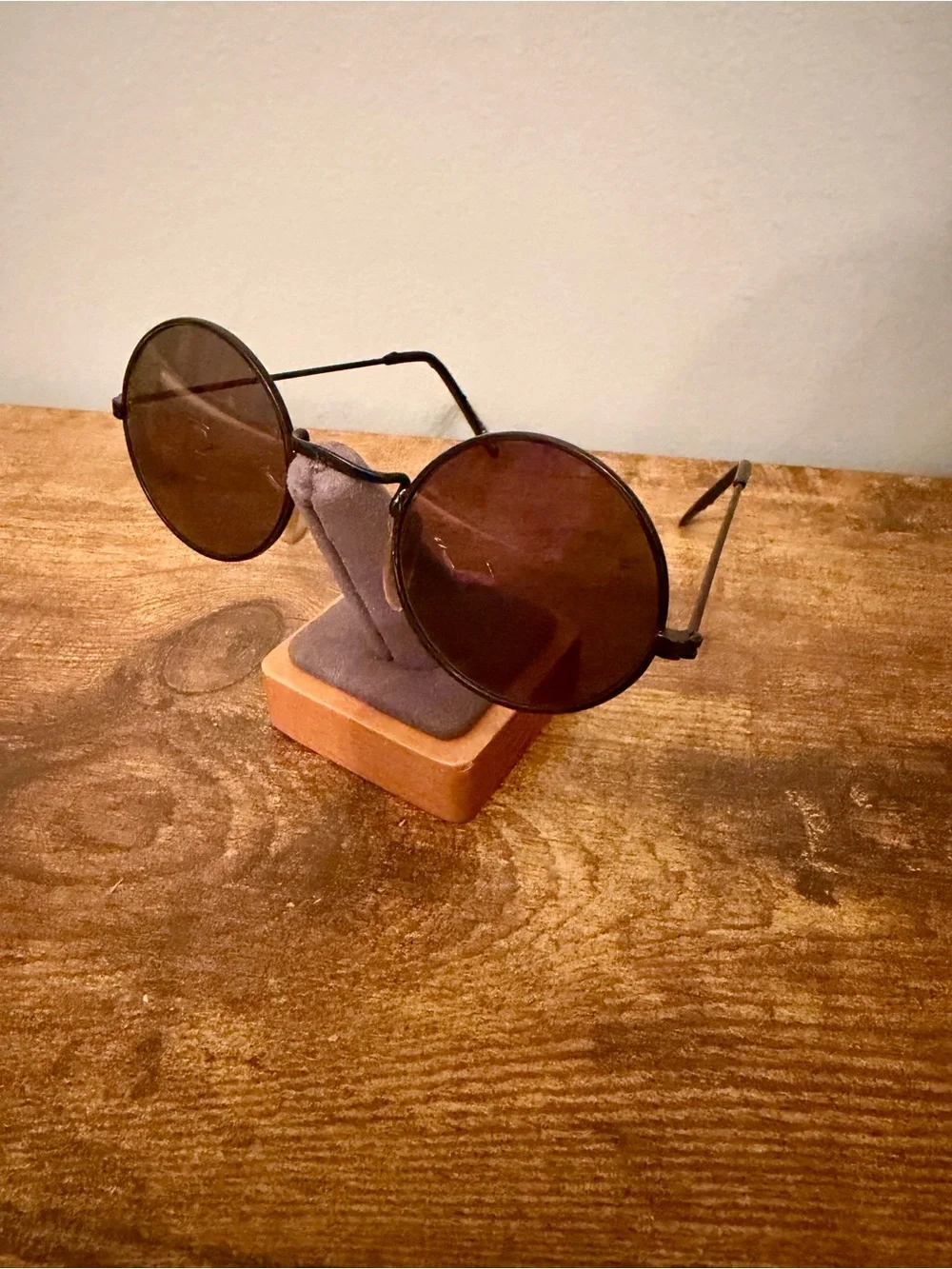 Vintage John Lennon Teashade Sunglasses Smoke Lenses Black Metal 1990s